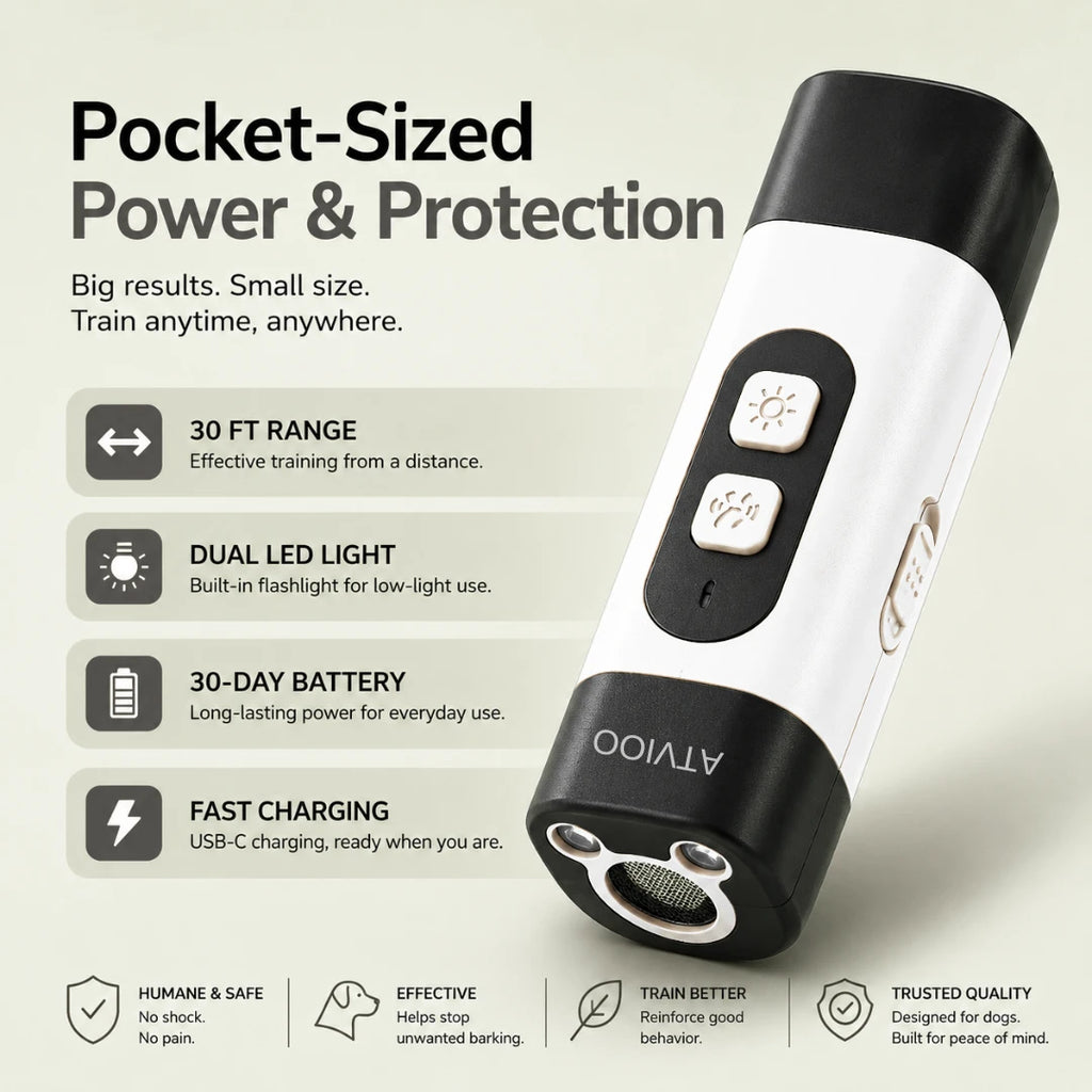 ATVIOO™  Humane Ultrasonic Dog Training Device
