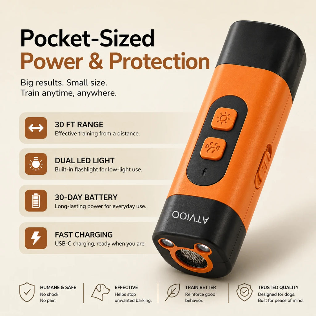ATVIOO™  Humane Ultrasonic Dog Training Device